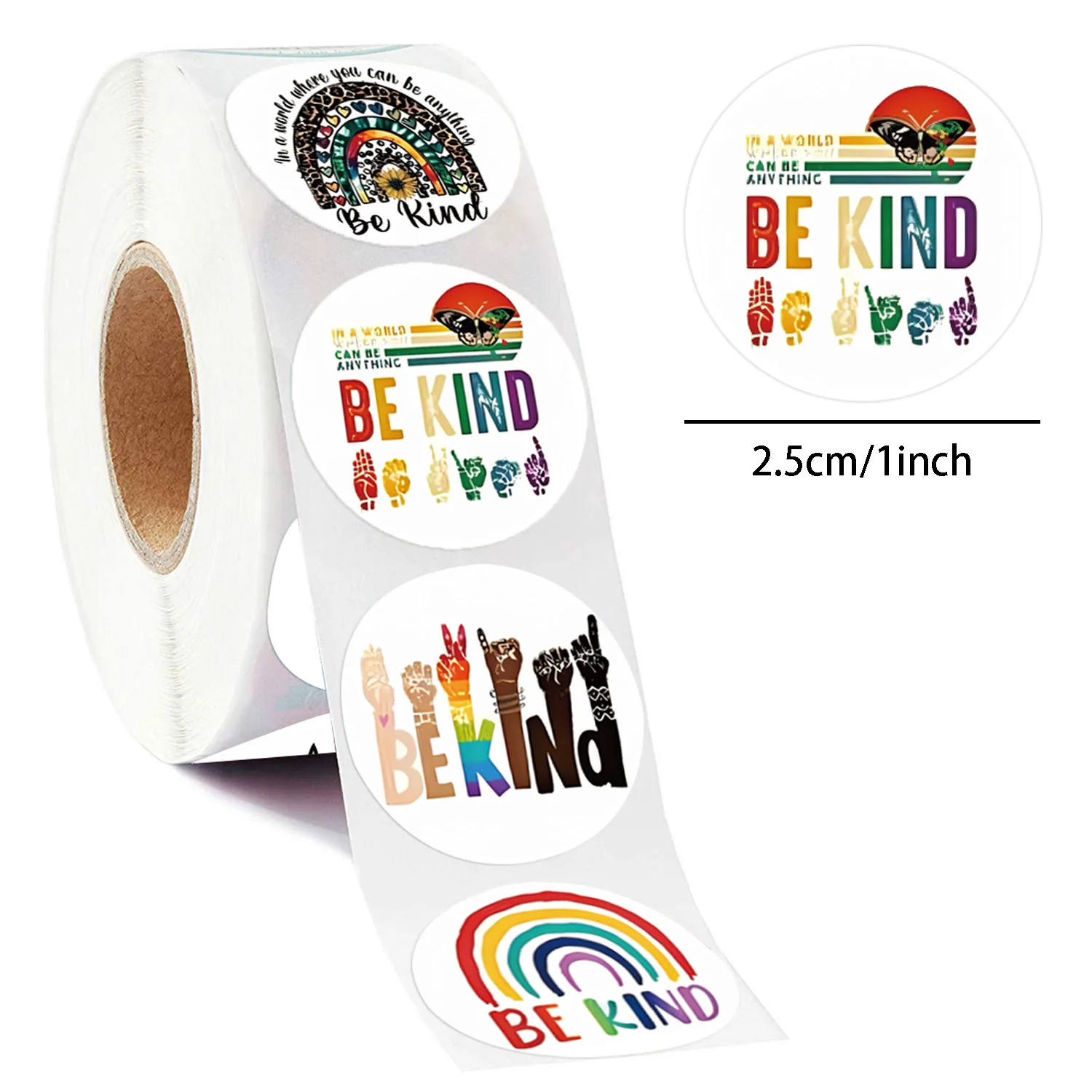 100-500pcs Be Kind Stickers, 8 Graphic Inspirational Quote Aesthetic Decal Self-Adhesive Seals for Birthday Party Supplies,1 in