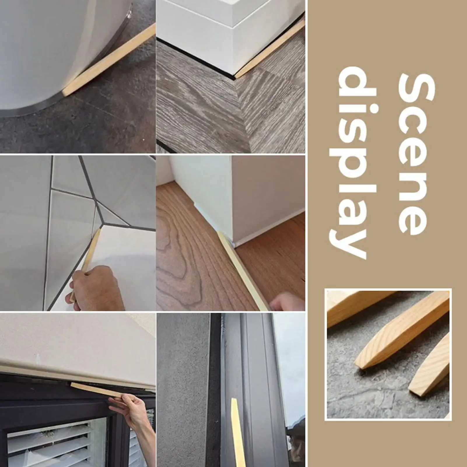 Caulk Finishing Tool 5 Pieces Sealant Finishing Tool Portable Ergonomic Wood Handle Applicator for Wall Home Window Door Sealant