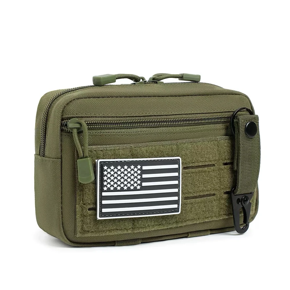 

Тактический Molle Admin Pouch Utility Laser Cut EDC Tool Pouch Bag Горизонтальные модульные сумки включают нашивку с флагом США и брелок