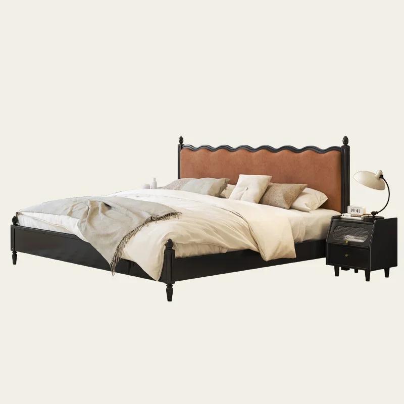 

Minimalist French Home Bed Storage Customizable High Quality Small Family Double Bed Solid Wood Wedding Cama Casal Furniture