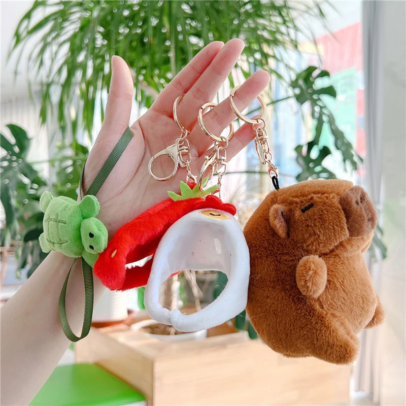 Cute Capybara Plush Keychain Backpack Pendant Toy Car Key Ring Decoration Accessories Kawaii Stuffed Doll Children Birthday Gift