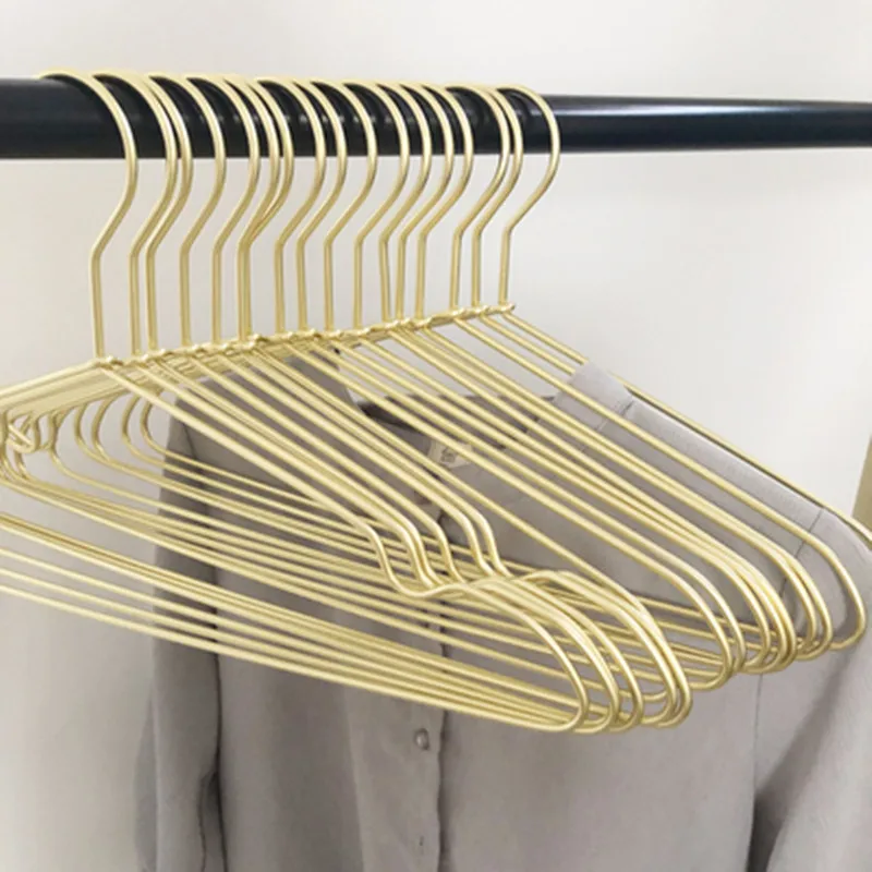 

10 pcs Clothes Hangers Heavy Duty Metal Strong Non-Slip Clothing Coat Hanger For Bedroom Gold Silver Wardrobe Storage Organizer