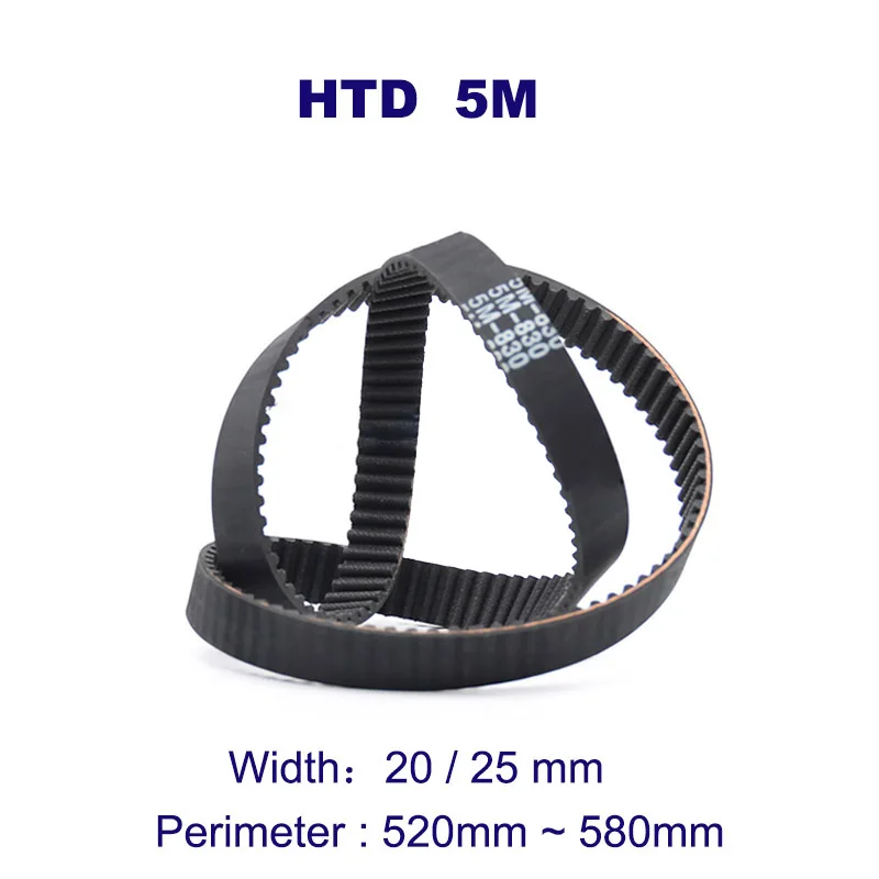 HTD 5M Timing Belt Pitch 5mm Width 20 25mm Drive Belts Perimeter 520 525 530 535 540 550 560 565 570 575 580mm Closed Rubber