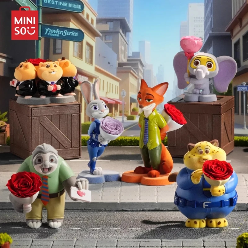 

MINISO Disney цветочная серия Zootopia слепая коробка анимация Джуди Хоппс Ник Уайльд декоративные украшения милые детские игрушки подарки