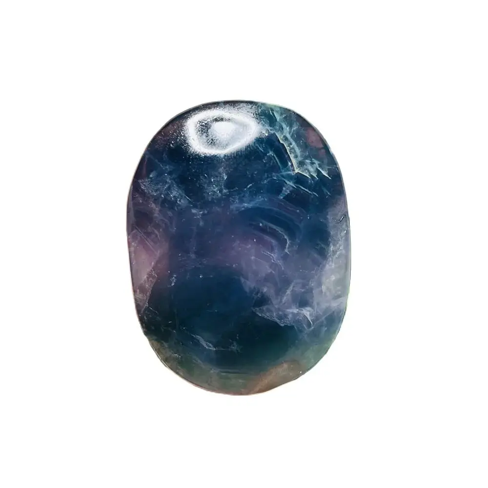 Natural Stone Blue Fluorite Palmstone Rainbow Crystal Home Decor Gift Divination Language Relives Stress Gemstone Healing