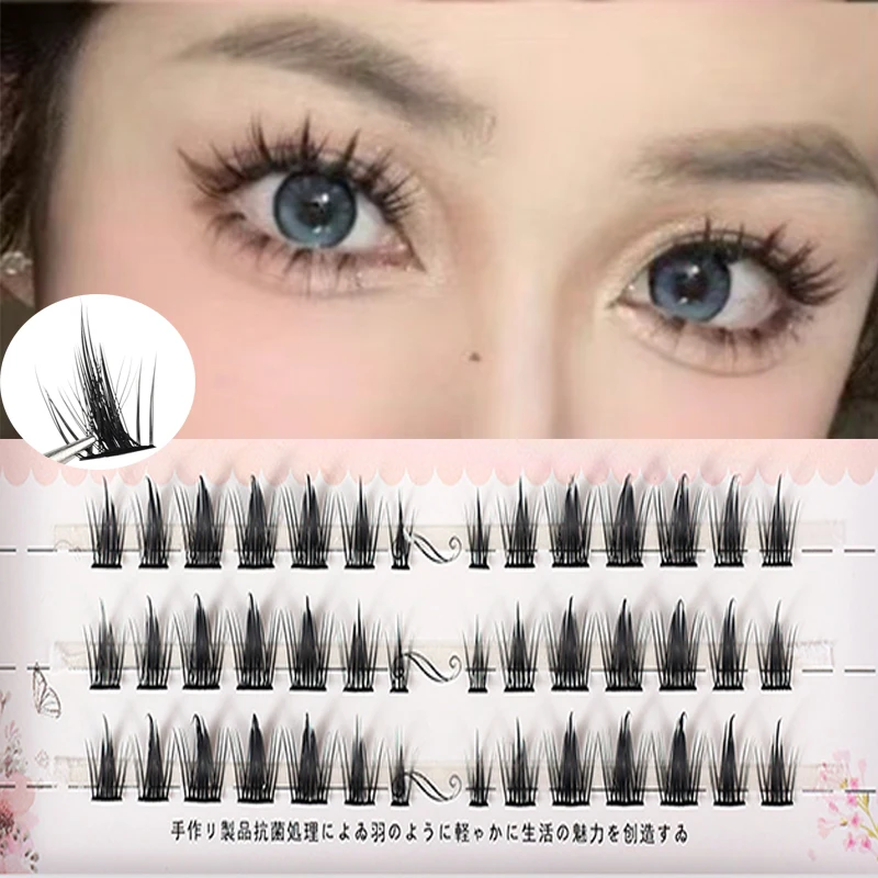 DIY Clusters Eyelash Extension Dovetail Segmented Lashes Manga Lashes 3D Fluffy Segmented Natural Eyelashes Individual Bundles