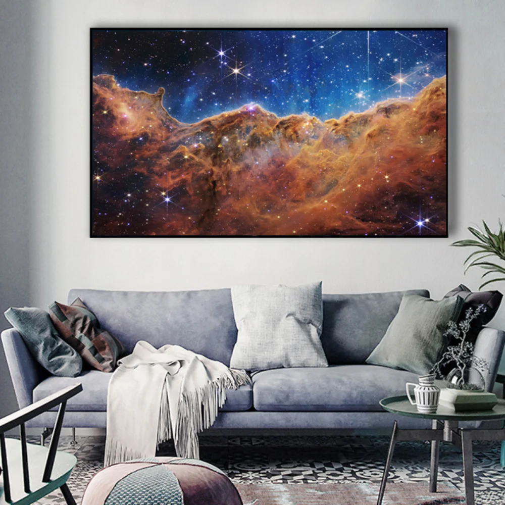 James Webb Space Telescope Carina Nebula Highly Detailed Cosmic Cliffs Canvas Painting Star Birth Poster Galaxy Wall Art Decor