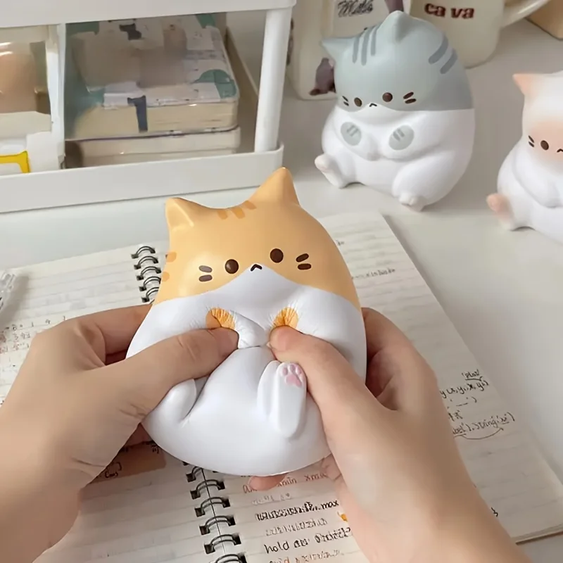 3 Pcs Adorable Cartoon Cat Stress Relievers - Soft PU Squeezing Balls Slowly Rise for Pressure Relief