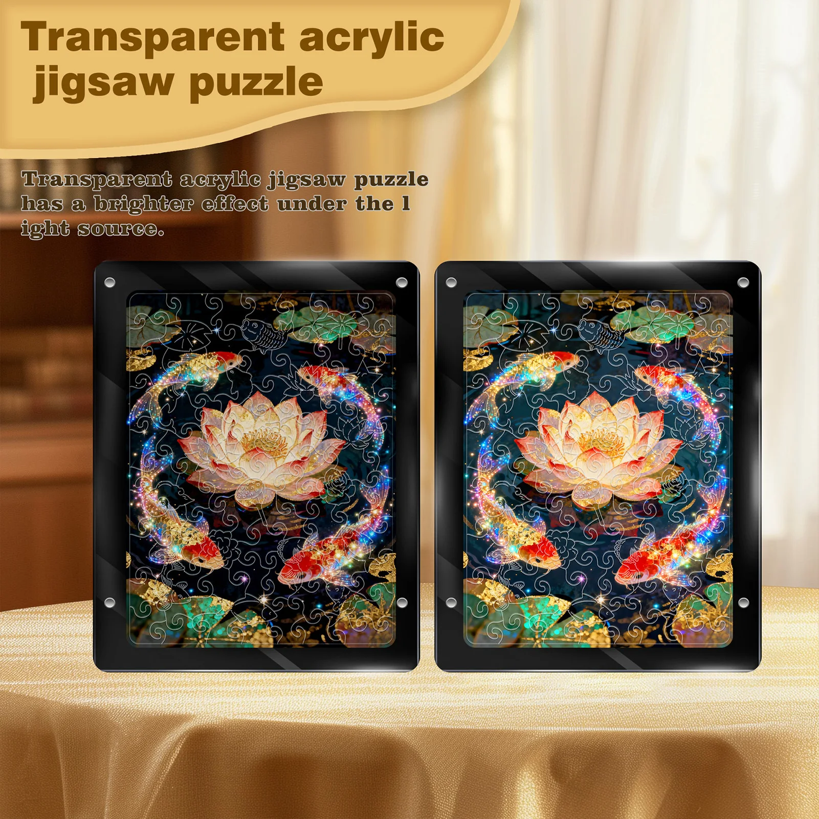 

Acrylic Lotus Koi Puzzle Decorative Painting Ornament Light Transmission Year Plenty Theme