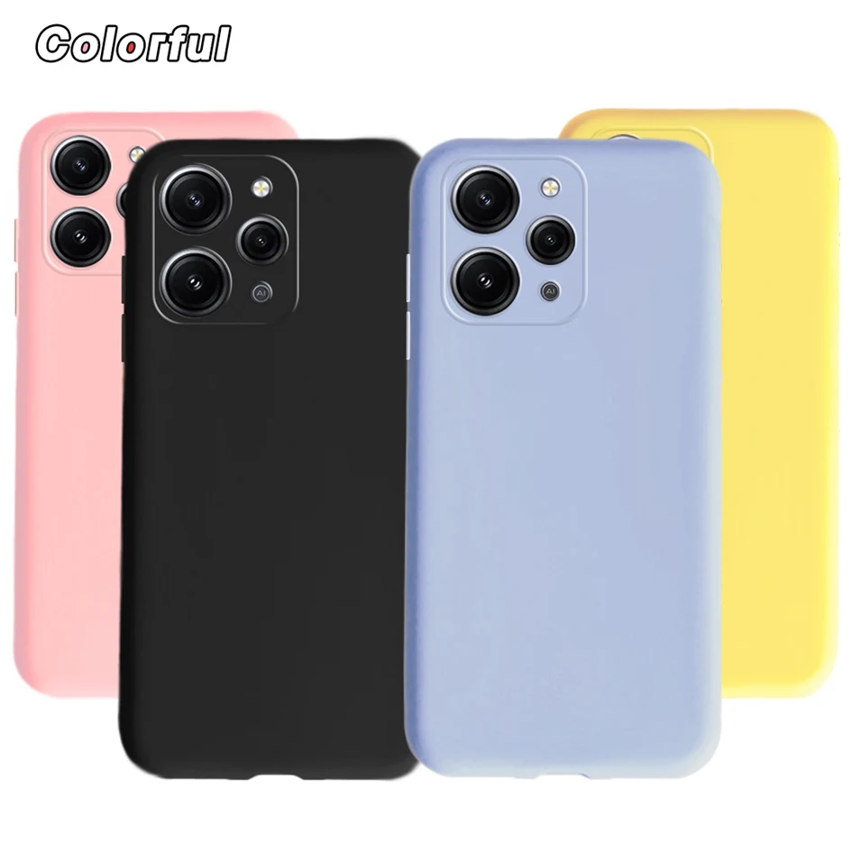 Redmi 12 Candy Color Phone Case For Xiaomi Redmi 12 Back Cover Soft Silicone Slim Thin Protection Fundas For Redmi12 2023 Bumper