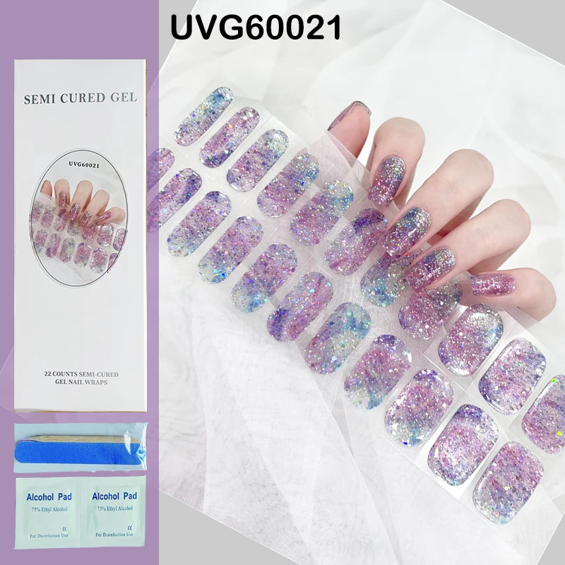 Japanese Korean Gel Nails Stickers Full Semi Cured Gel Nail Polish Strips Fingertip Artist Self-Adhesive Girl Beauty Nails Wraps