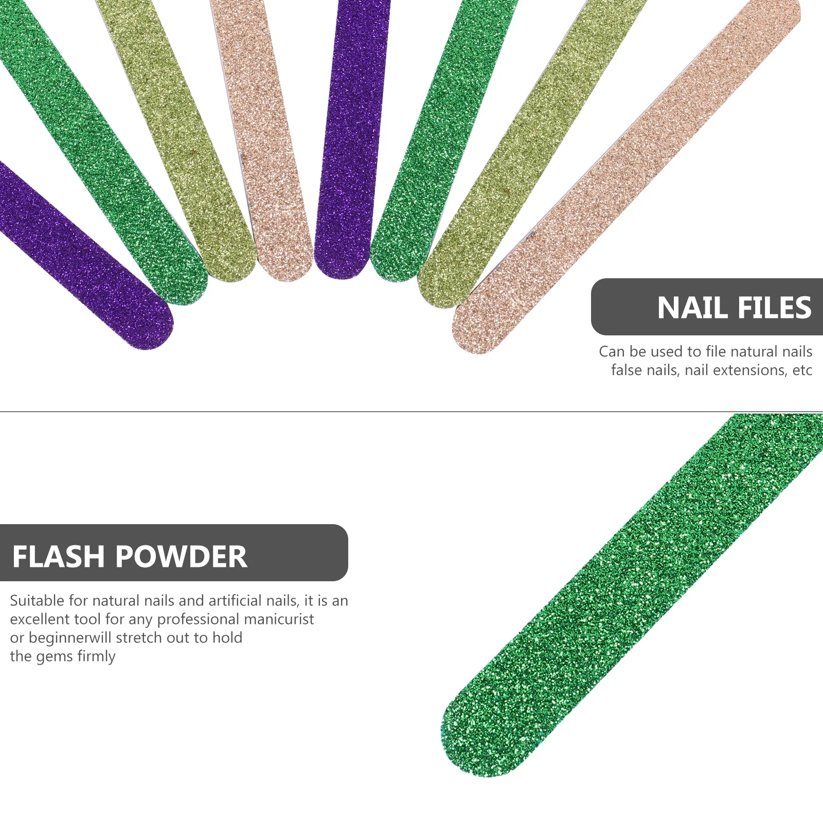 20 個グリッターエメリーボード爪やすりマニキュアペディキュアツール女性用ネイルケアナチュラルアクリル爪エメリーボードグリット