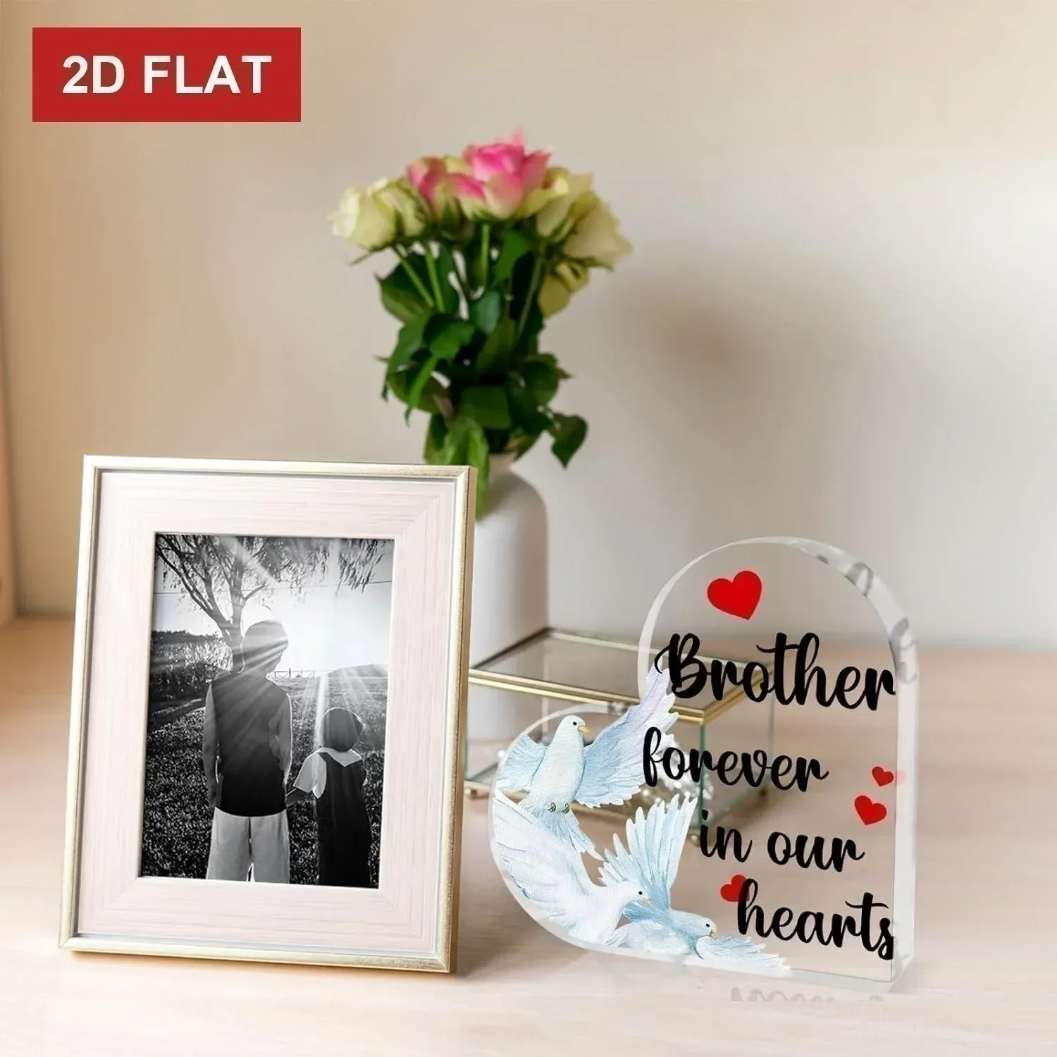 Brother Forever In Our Hearts White Dove Arch Acrylic Plaque Memorial Desktop Keepsake