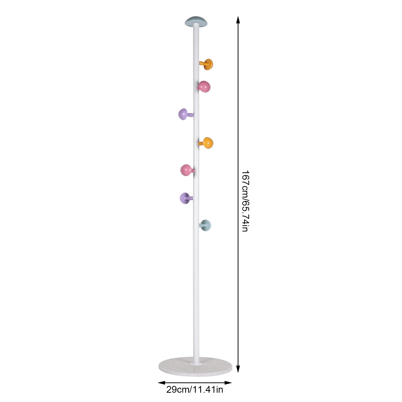 

Colored Mushroom Coat Rack with 7 Hooks Floor Organizer Clothes Hanger (White)