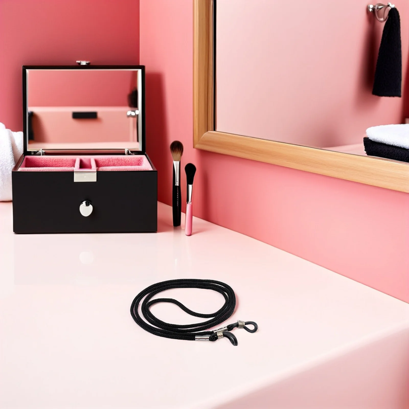 حبل نظارات نايلون أسود 67 سم قابل للتعديل مضاد للانزلاق سلسلة عنق لقصر النظر نظارات شمسية للقراءة والرياضات الخارجية والسفر