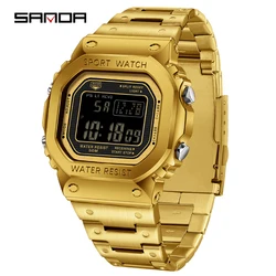 SANDA LED Digital Sports Watch G style Military Watch Men's Stainless Military Shockproof Waterproof Countdown Electronic Watch