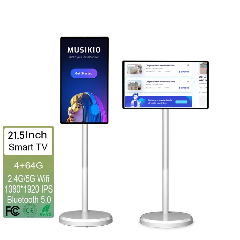 

New Trends 27-Inch Tablet TV 21.5-Inch Indoor Flat Screen Smart Android LED Televisor Stand 4GB+64GB Portable 12V Power Camera