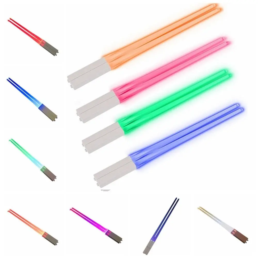1pair Lightup Sabers LED Light Up Chopsticks Colorful Reusable Glowing Chop Sticks BPA Free Bright Flashing Wands Party Supplies