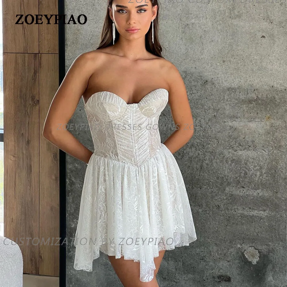 

White Sexy Short Mini Prom Dresses Sweetheart A-Line Wedding Dresses Formal Evening Dresses Bride Princess Birthday Party