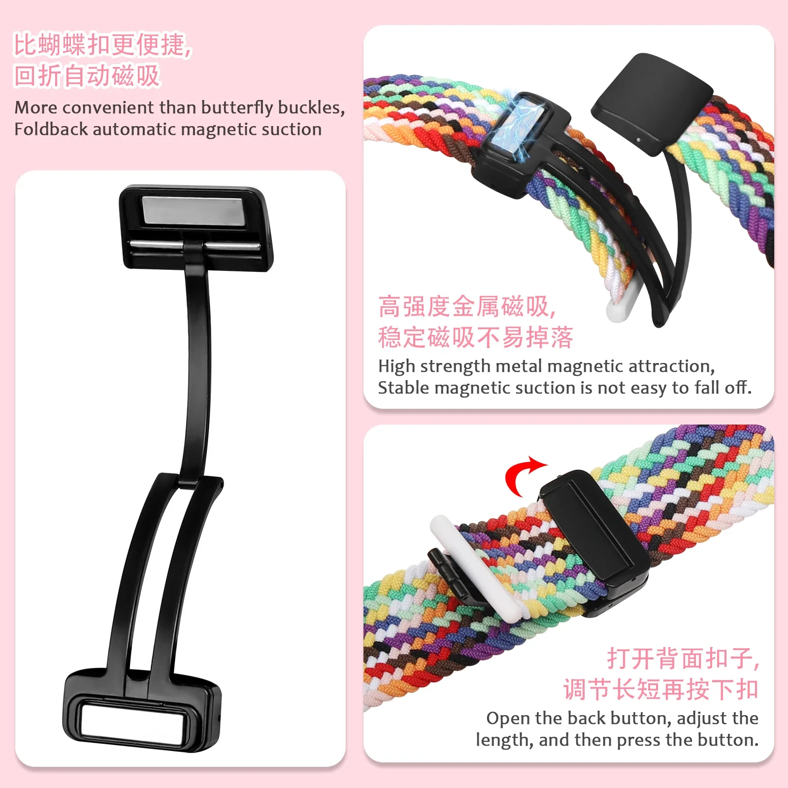 Nylon Loop Strap for Samsung Galaxy Watch Ultra 47mm Magnetic clasp Sport Band for Galaxy 47mm Ultra No Gaps Curved End Bracelet