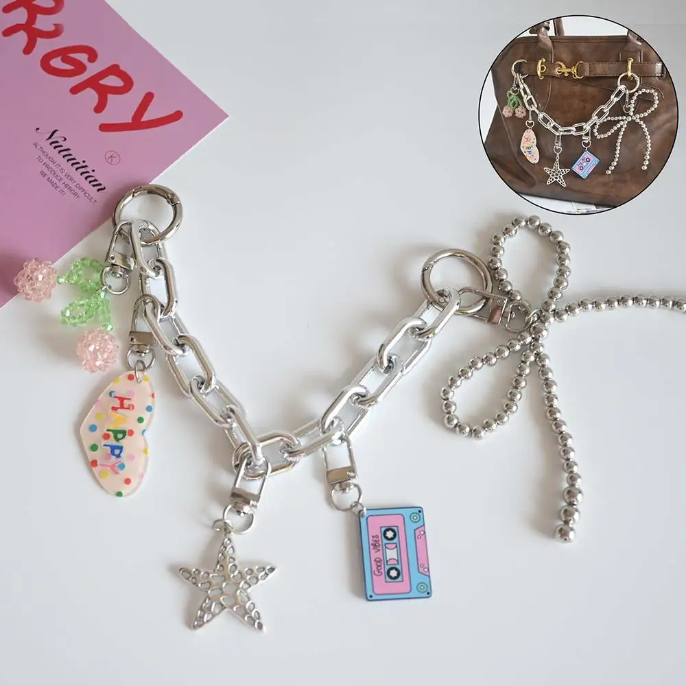 

Cartoon Bow Keychain Bag Chain Charm Cute Starfish Bow Heart Bag Pendant Key Chain Messenger Bag Chain Jewelry Accessories Gifts