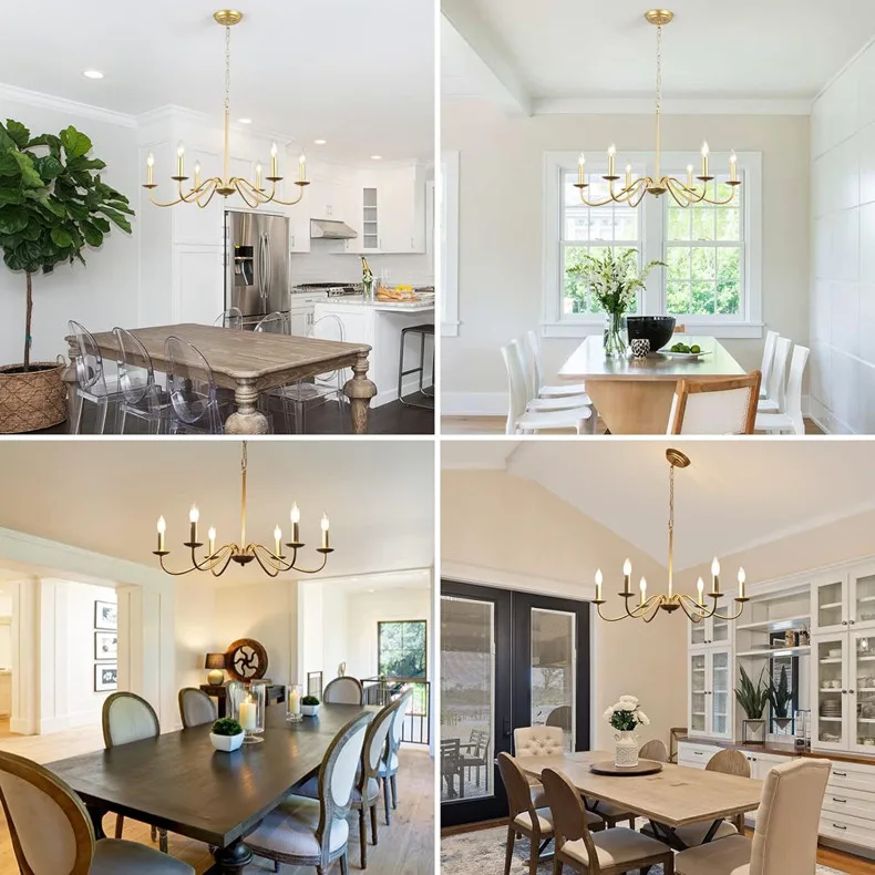 Retro Loft Living Room Chandelier Lighting E14 Vintage American Style Black/Gold Ceiling Chandelier Household Dining Room Light