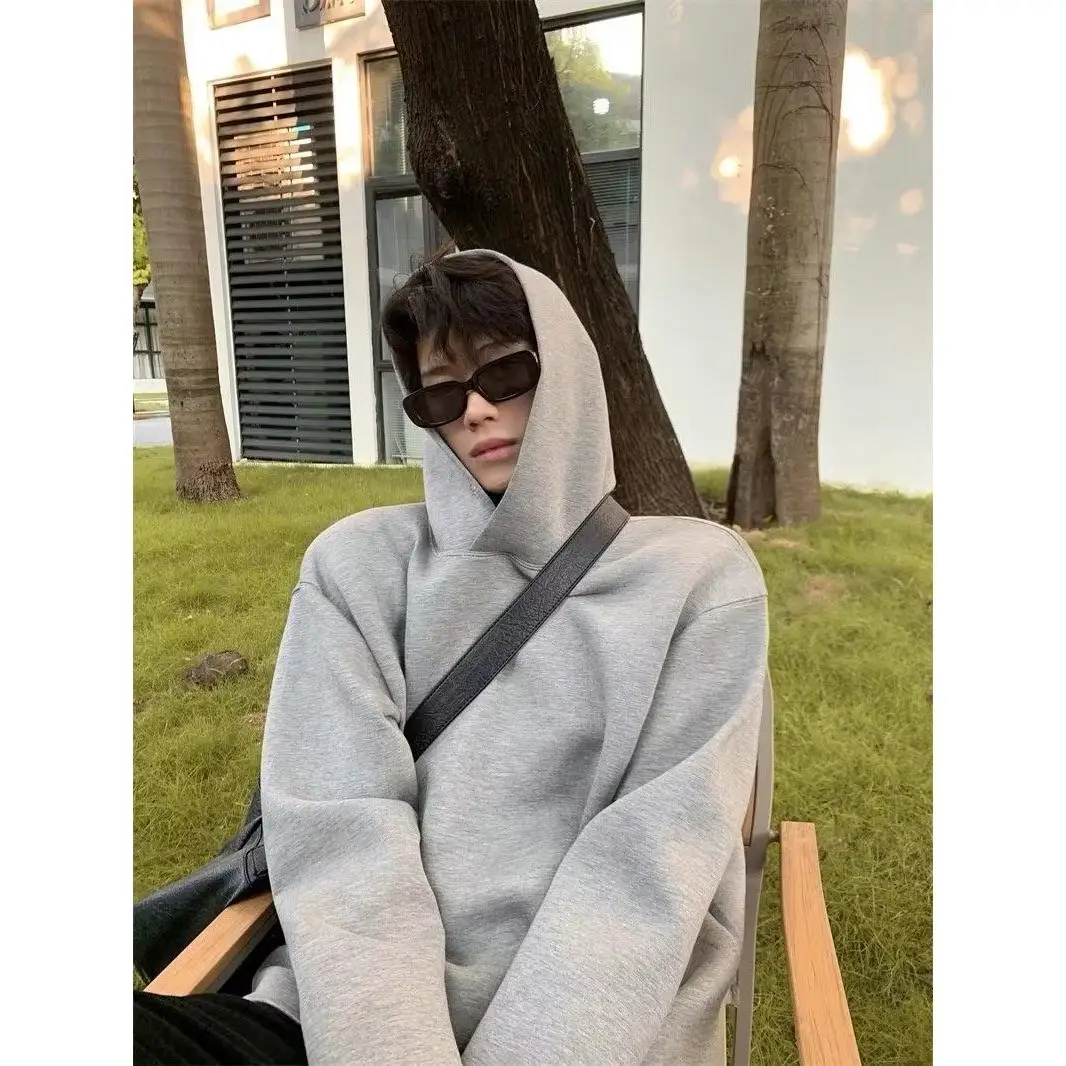 

Trendy Hooded Sweatirt High Collar Men's Unique Design Sensation Autumn Winter New Arrival Streetwear Stand Fit Long Sve