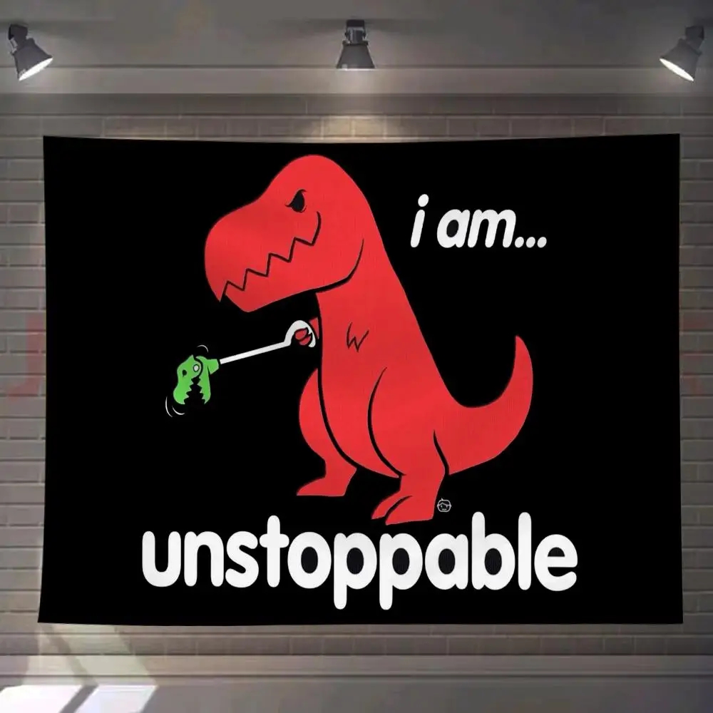 

Humorous Dinosaurs Tapestry For Bedroom Living Room Outdoor Wall Decor Simple Stylish Art Piece Vertical Design