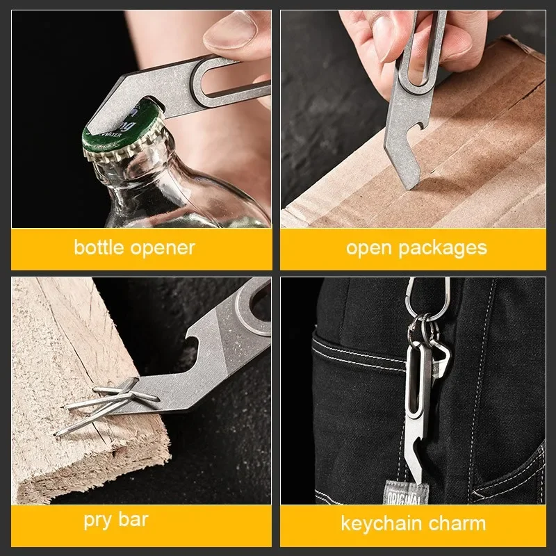 JINLITitanium Alloy Multifunctional Bottle Opener Keychain for Camping Gift