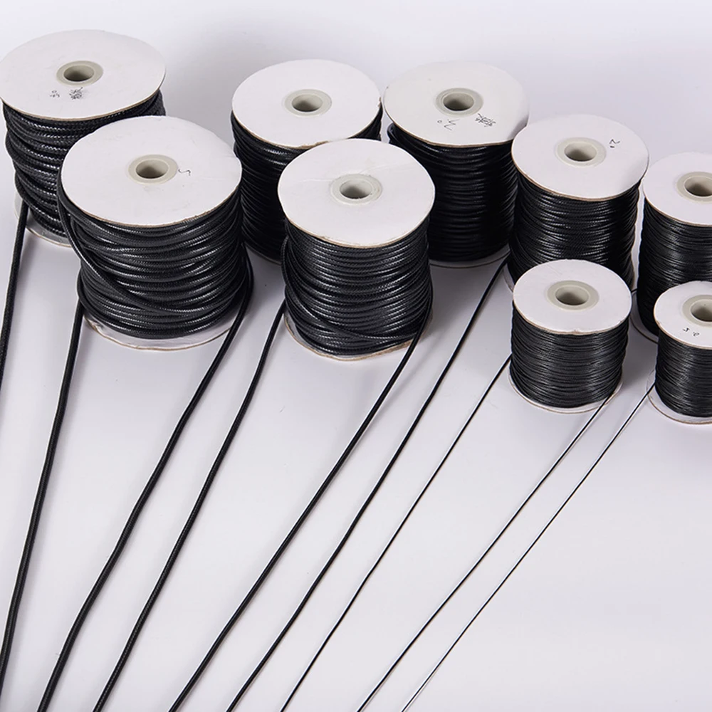 0,5–5 mm schwarze gewachste Schnur, gewachster Faden, Schnur, Riemen, Halskette, Seil für Schmuckherstellung, DIY-Armband, Halskette, Zubehör – Detail 5