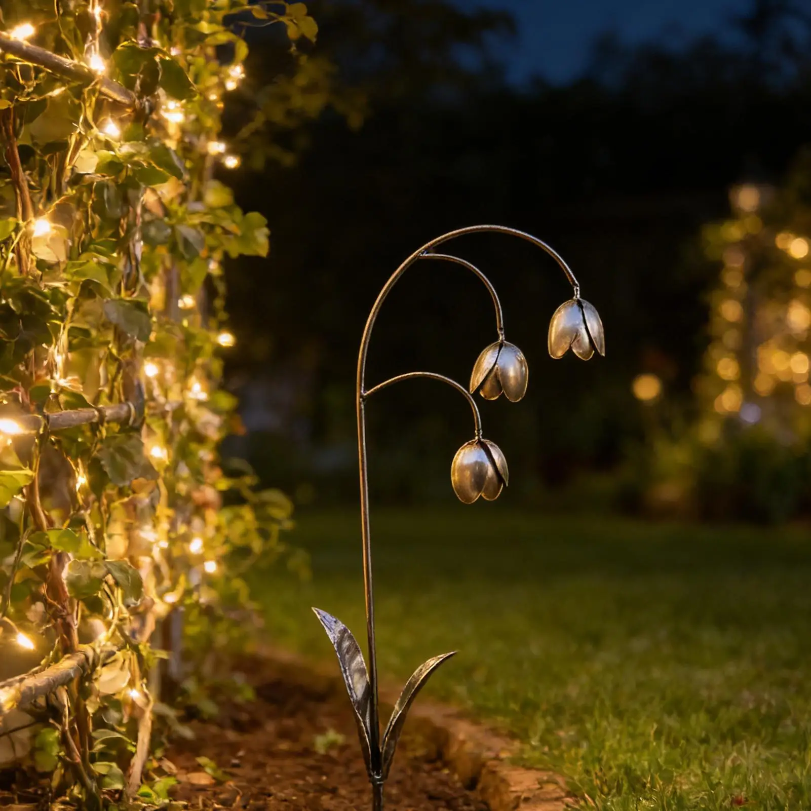 

Металлические садовые статуэтки, устойчивые к непогоде, декоративные скульптуры в виде ландышей для газона, крыльца, патио, дорожек, террасы, подарок для мамы