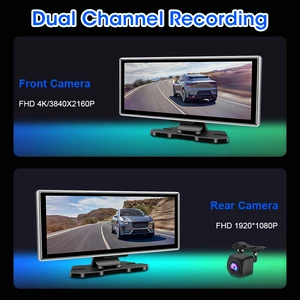 Màn hình ghi video không dây ống kính kép và máy quay video tự động Android, DVR 4K Dash Cam, 11,26 10 Màn hình không dây Double Bán hàng chính - №2