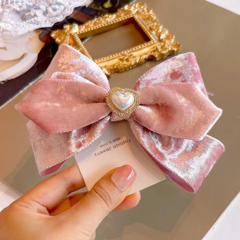 【1 pair】bows girl Y2K hair clip lolita cosplay girls hair accessory cute clip winter hair slide clips for women elegant