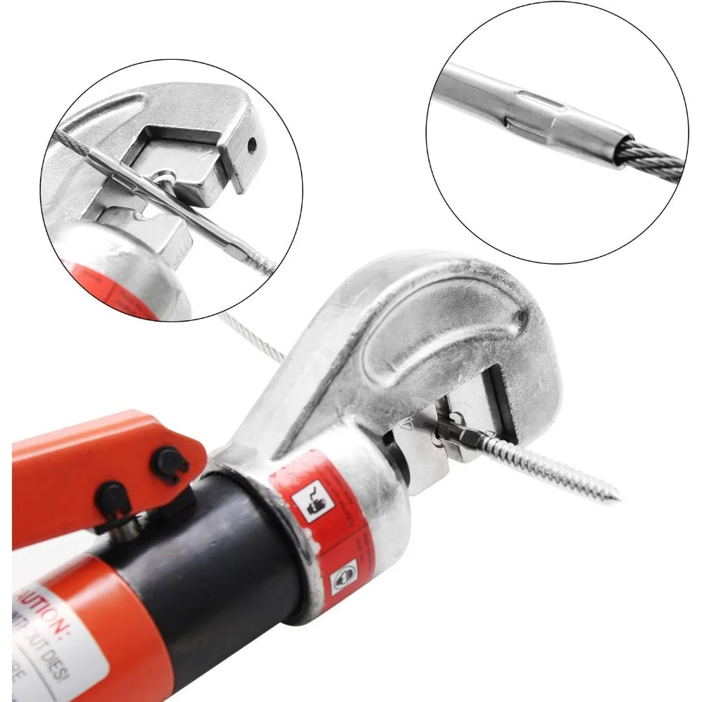 10 Ton Hydraulic Crimping Tool with 11 Dies for Stainless Steel Cable Railing and Battery Cables