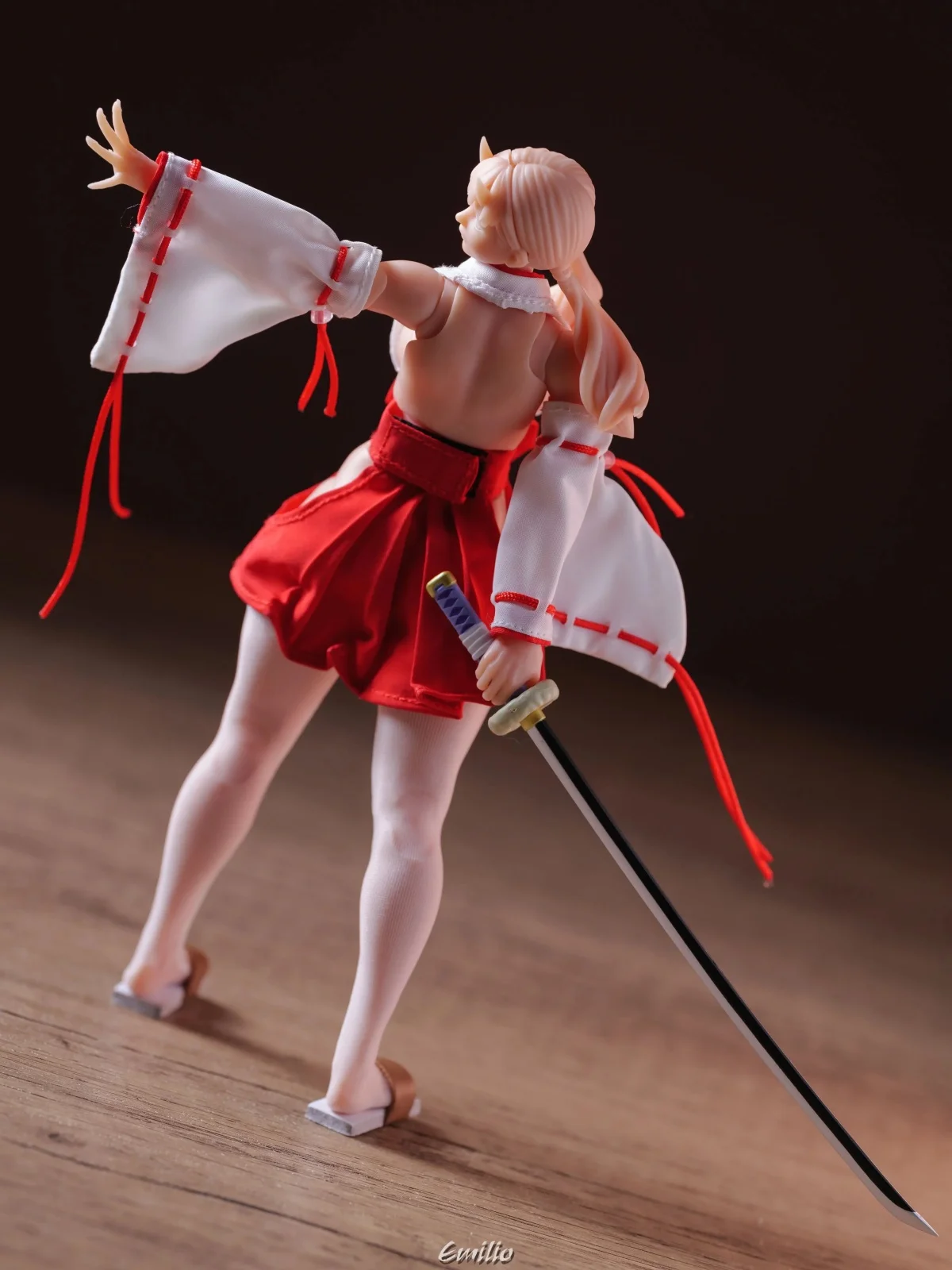 【Only Clothes】1/12 Scale Female Soldier Handmade Fabric Kimono Set Built-in Wire Modeling Trimming Skirt Fit 6''Action Body Toys
