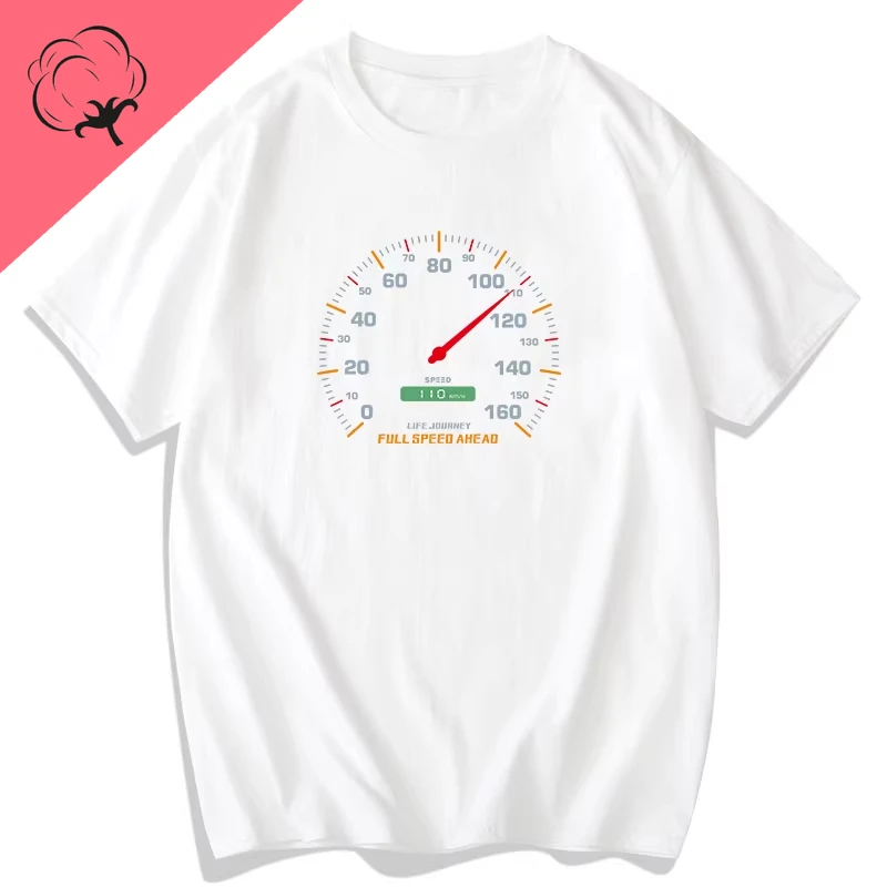 Creative Personality Design Car Speedometer Old Driver  Cotton Short-sleeved Summer T-shirt Breathable and Comfortable Camiseta