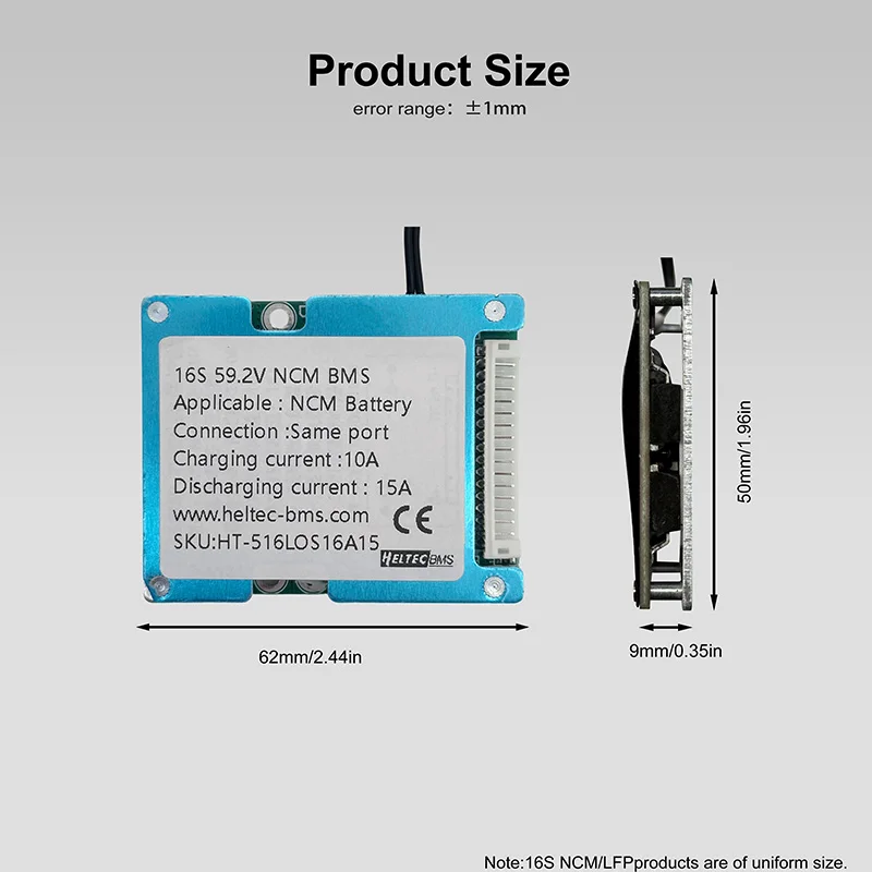 نظام إدارة البطارية Heltec BMS: توافق 16S NCM/LFP، شحن 10 أمبير وتفريغ 15 أمبير #5