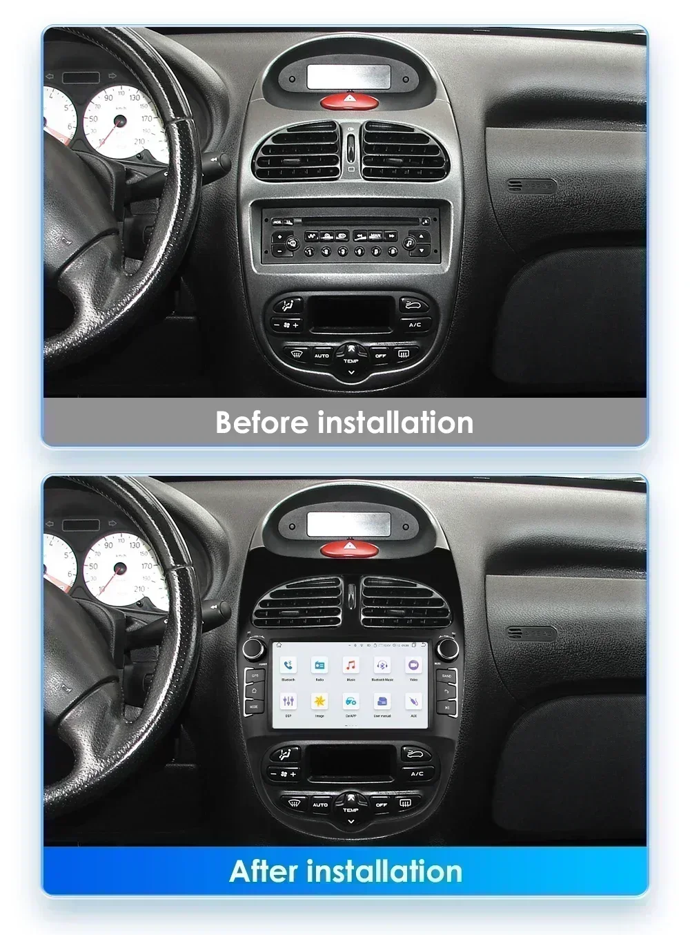 Hizpo 7862 2din Android 13 Radio de coche para PEUGEOT 206 206CC 206SW 2000-2008 reproductor Multimedia automático GPS Autoradio Carplay Navi