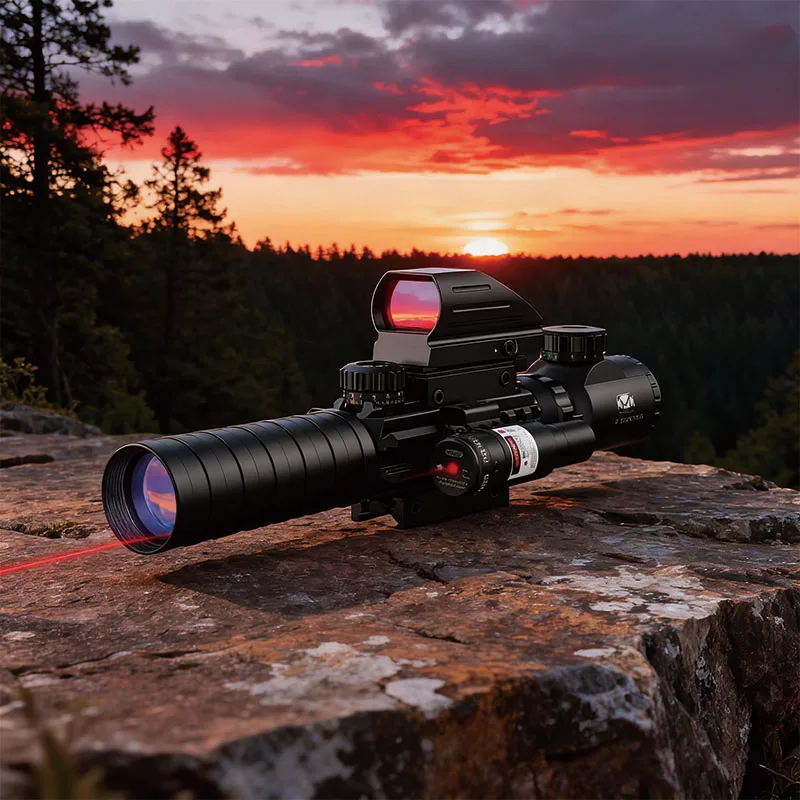 

3-9x32 Scope Combo Dual Illuminated 4 Holographic Reticle IIIA 2MW Rangefinder 20mm Mount Red Green Sight Illuminated Reflex