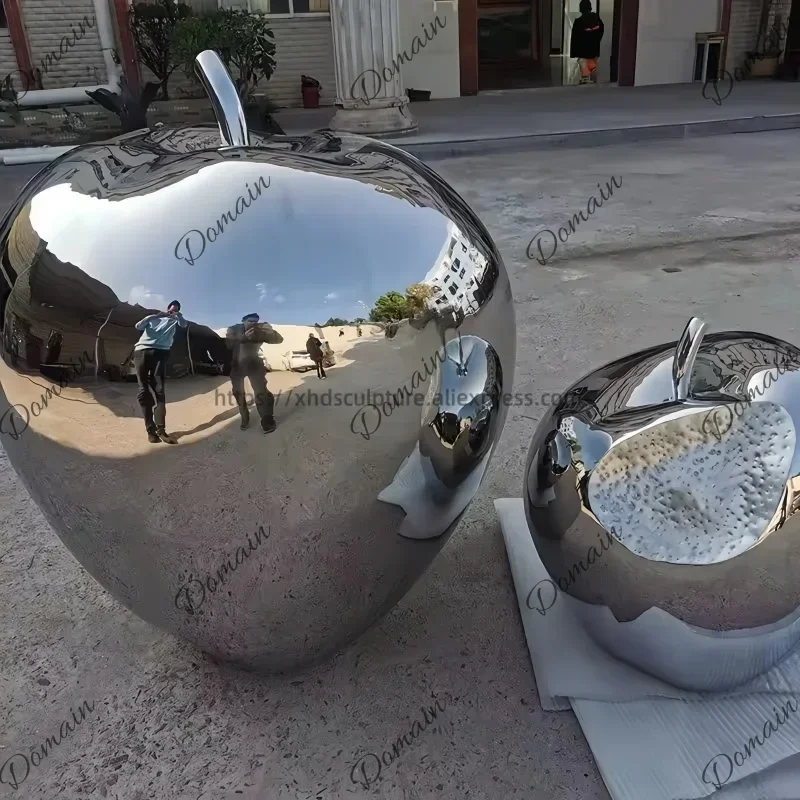 Stainless Steel Apple Sculpture Ornament, Lawn, Garden Park, Square Shop, Shopping Mall, Hotel, Art Ornaments