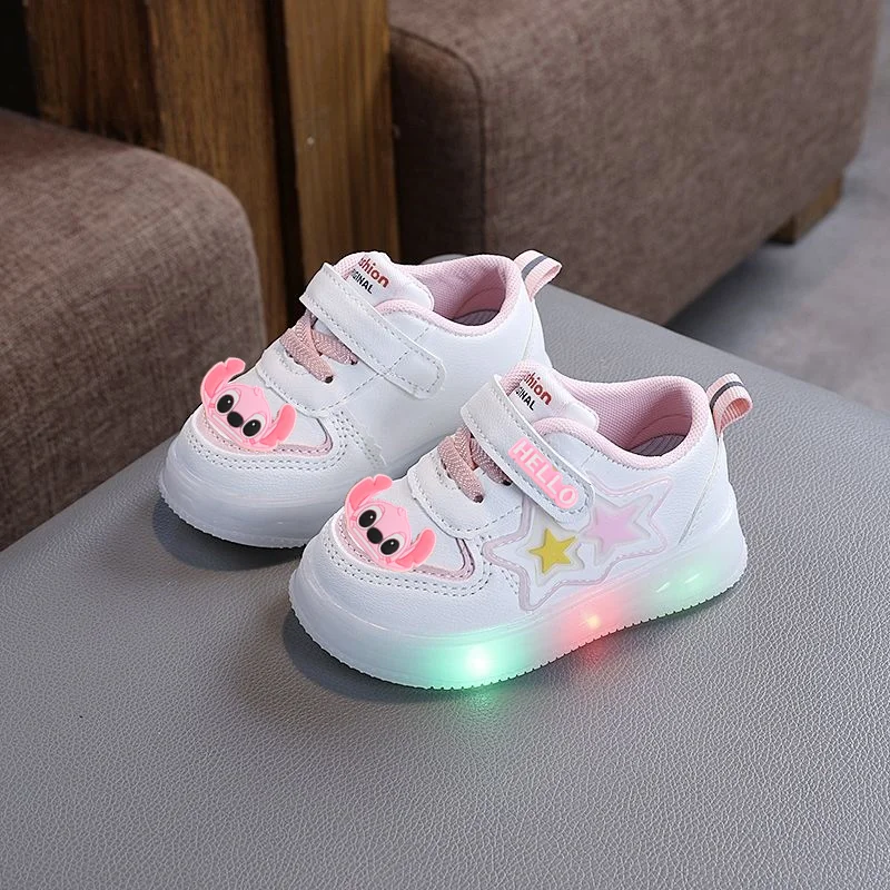 

Детская обувь для малышей с Микки Маусом, износостойкие низкие туфли для девочек, милые кроссовки с героями мультфильмов для мальчиков, детские светящиеся первые ходунки