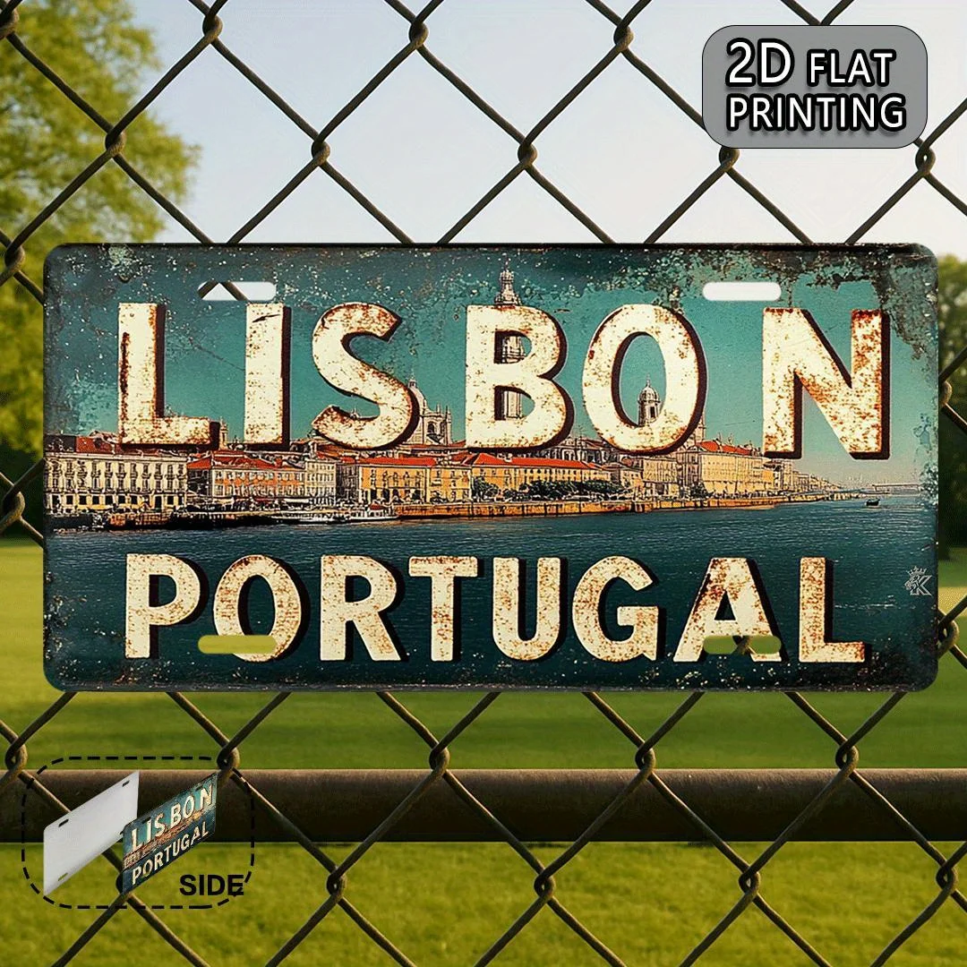 الطباعة، لشبونة البرتغال خمر لوحة ترخيص علامة الألومنيوم المعدنية، علامة الزخرفية ولوحة (11.9X6 بوصة)، السفر Souveni #4