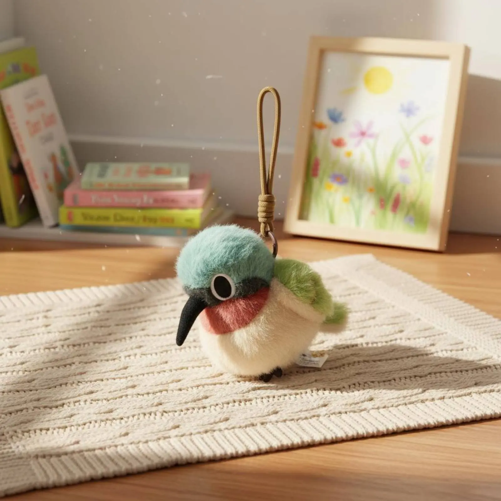 Solar Finch Stuffed Toy Cuddle Pillow Cute Avian Stuffed Creature Round Avian Plushie Soft and Soft for Girls, Bedroom Decor
