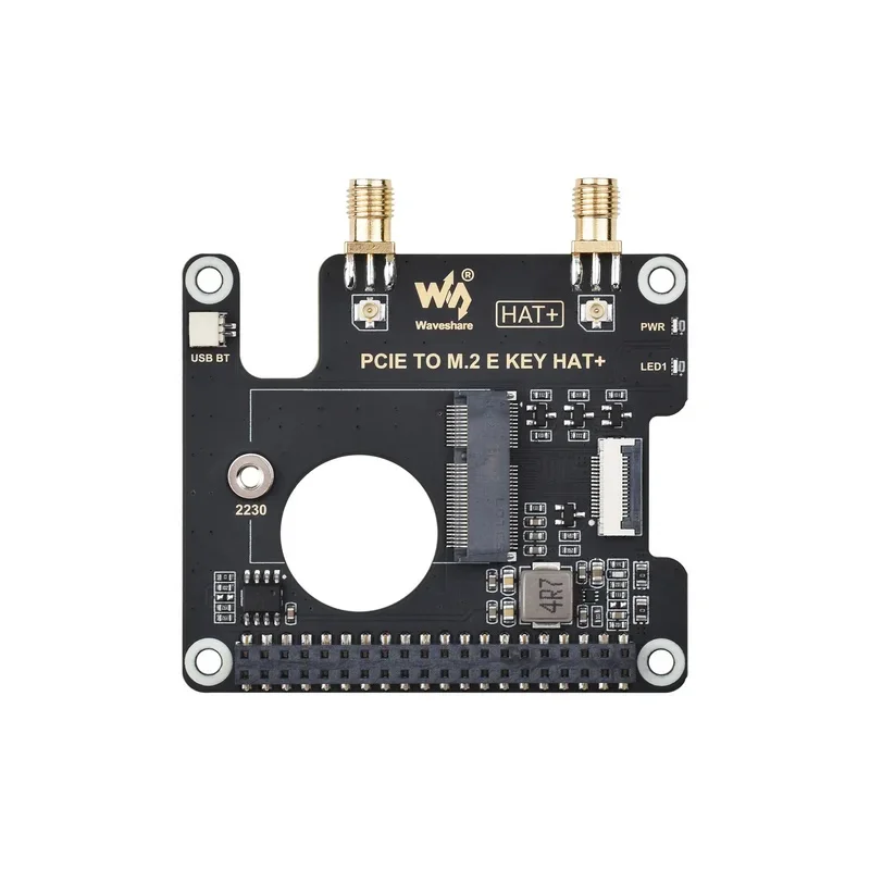 【Waveshare genuine】- PCIe To M.2 E KEY HAT for Raspberry Pi 5, Compatible With NGFF (M.2 E Key) Wireless NIC, Supports USB Bluet