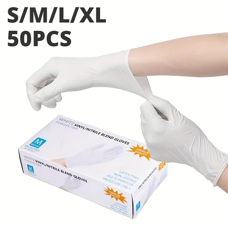 Disposable White Nitrile Gloves Multipurpose For Household Kitchen Bathroom Cleaning DIY Painting Pets Latex Free Powder Free