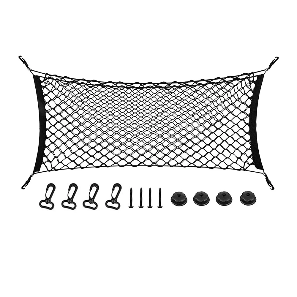 YSS-Rear Cargo Net, 35-48 Inch Envelope Style Cargo Trunk Net Tailgate Storage Organizer Elastic Adjustable For Cars SUV