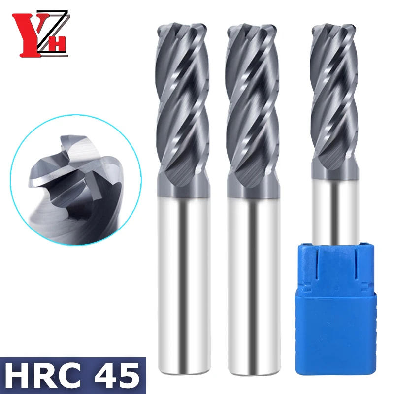 Corner Radius End Mill HRC45 4 Flutes CNC R Bullnose Cutter Tungsten Carbide Steel 2R0.5 3R0.5 4R0.5 5R0.5 6R0.5 8R0.5 10R0.5