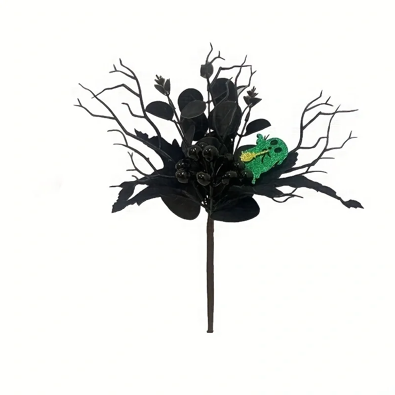 Künstliches Ahornblatt und Kürbiskelett-Elf-Halloween-Dekoration – Herbstzweige mit Skelett-Mitteldekoration – Detail 4