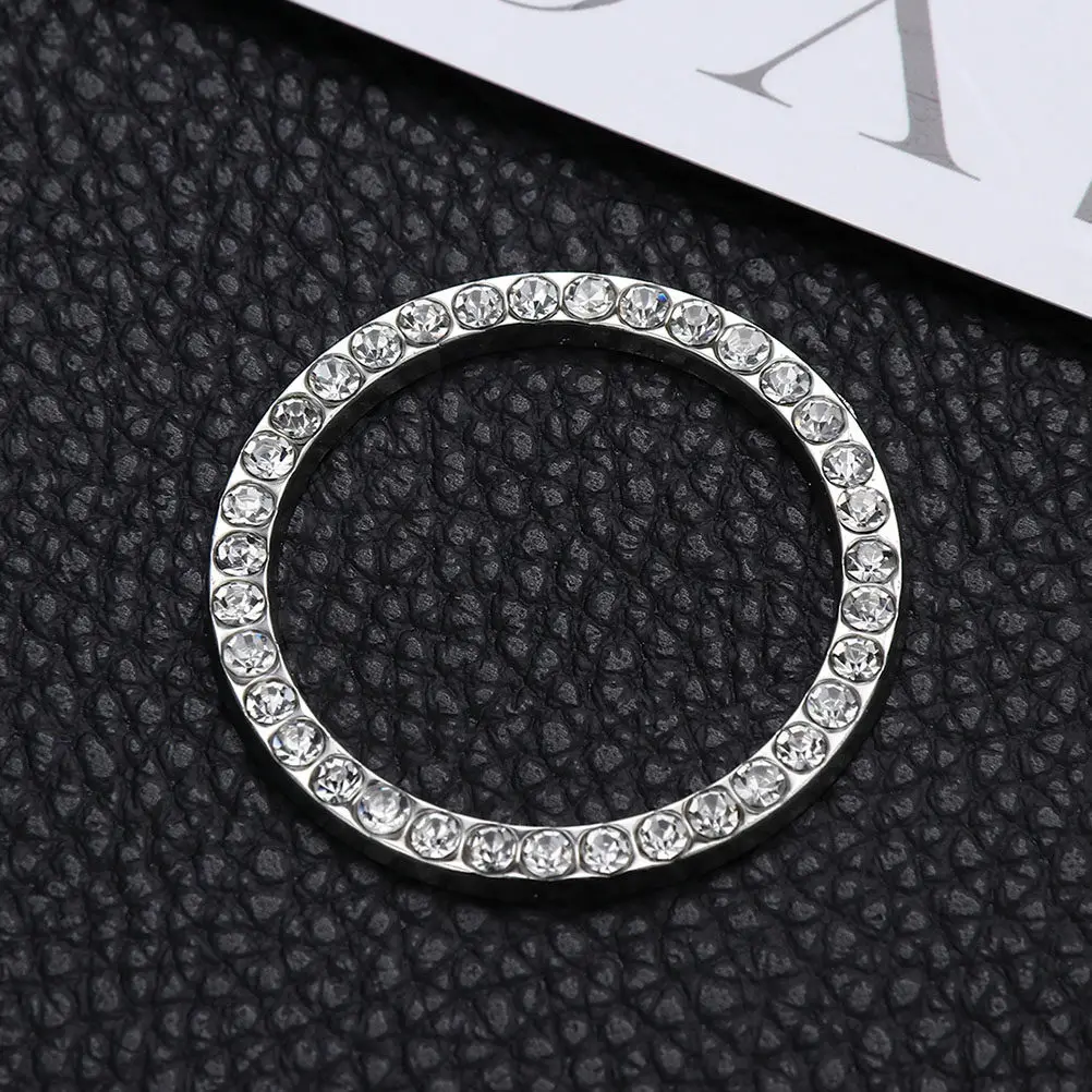 4Pcs Bling Push Start Button Circles Rhinestone Car Interior Decoration Ring for Engine Ignition Button Elegant Sparkling Car