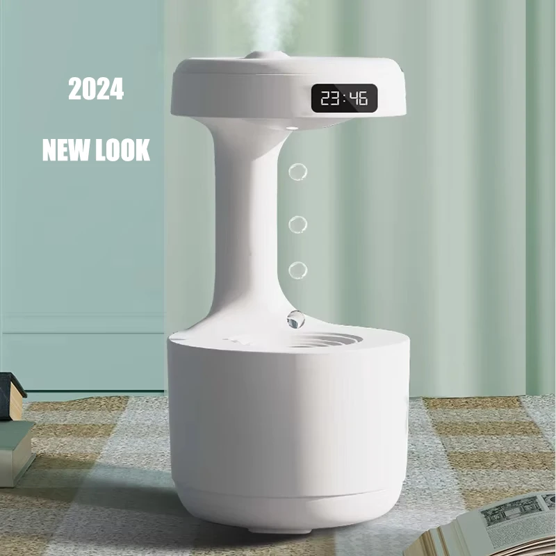 Anti Gravity Humidifier with LED Clock Display,Floating Water Droplet Humidifier - for Home Deco